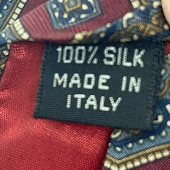 jsaco Italy Burgundy Navy Brown Classic Pure Silk Career Office Necktie NWOT - Picture 5 of 7